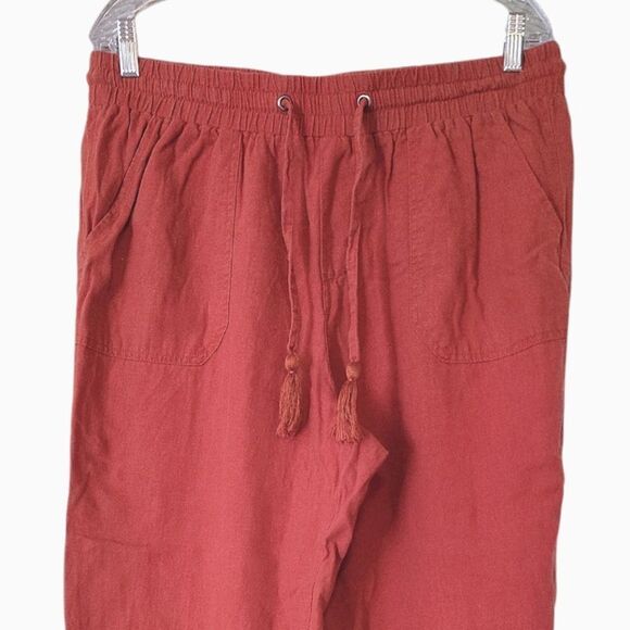 SoundStyle Country Rust Linen Blend Elastic Waist Convertible Pants Large - Picture 4 of 14